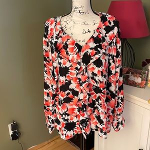 Pretty pink, black & white blouse with ruffles from The Limited. Barely worn.